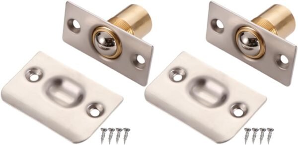 2 Pack Roller Ball Catches with Spring Bearings - Adjustable Top Mount Door Latches for Cabinets, Cupboards & Internal Doors(Color:Metal)