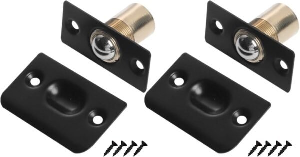 2 Pack Roller Ball Catches with Spring Bearings - Adjustable Top Mount Door Latches for Cabinets, Cupboards & Internal Doors(Color:Black)