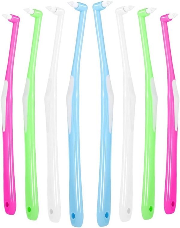 Tuft Toothbrush -Tuft Tapered Trim Toothbrush Soft Trim Toothbrush Single Compact Interdental Interspace Brush for Detail Cleaning (4 Colour/8 PCS)