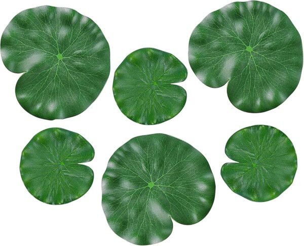 IRYNA 6Pcs Artificial Lily Pads Leaves Floating Foam Lotus Leaves Realistic Floating Lotus Leave for Home Garden Ponds Pool Landscape Decoration (10cm & 17cm)