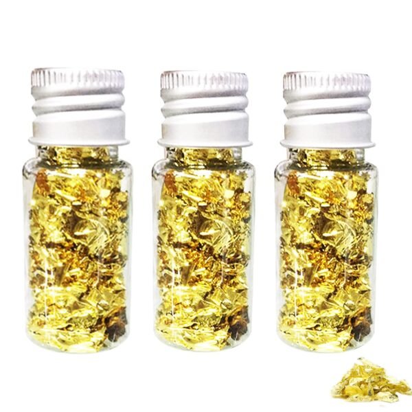 SovZovy 3 Bottled Decorative Gold Leaf, Edible Gold Leaf Cake Decorating Gold Leaf Sheets Metallic Gilding Paper for Kitchen, Mousse, Cakes, Baking, Pastries, Arts and Crafts