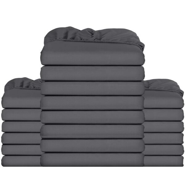 Utopia Bedding Fitted Sheet Bulk Pack of 20 Pieces - Double, Grey - Deep Pocket - Easy Care Soft Brushed Microfibre Fabric - Shrinkage and Fade Resistant - Bottom Sheet